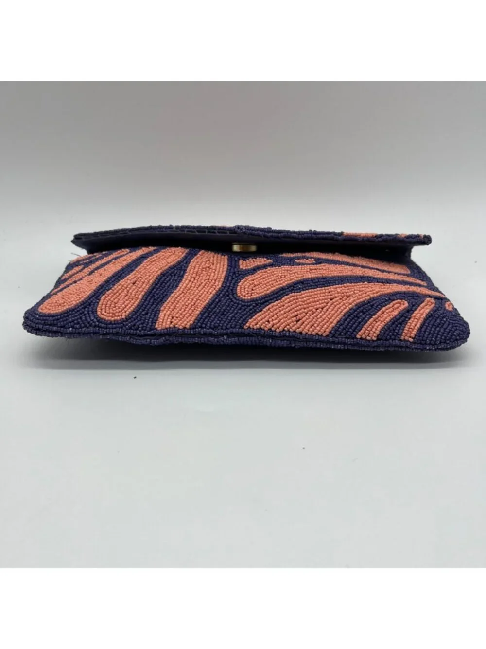 On 34th Beaded Pink and Blue Envelope Clutch Bag